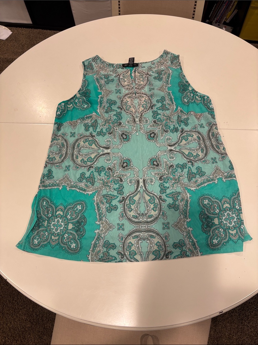 INC International Concepts Teal Paisley Sleeveless Camisole